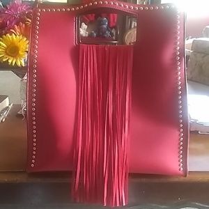 Red Fringe jewelryed purse